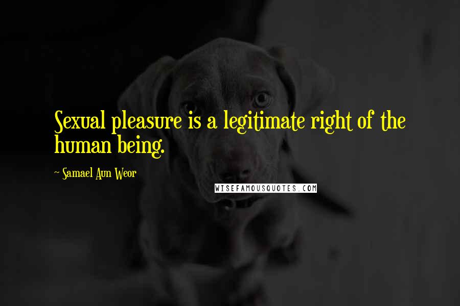 Samael Aun Weor Quotes: Sexual pleasure is a legitimate right of the human being.