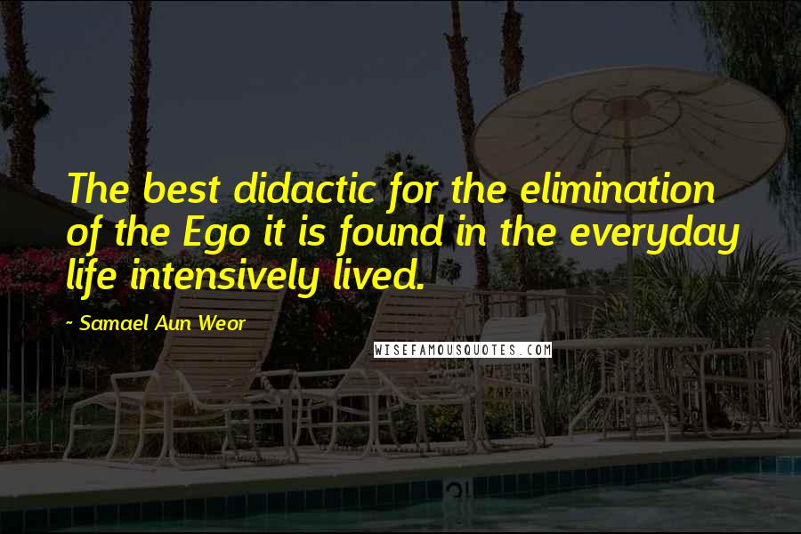 Samael Aun Weor Quotes: The best didactic for the elimination of the Ego it is found in the everyday life intensively lived.