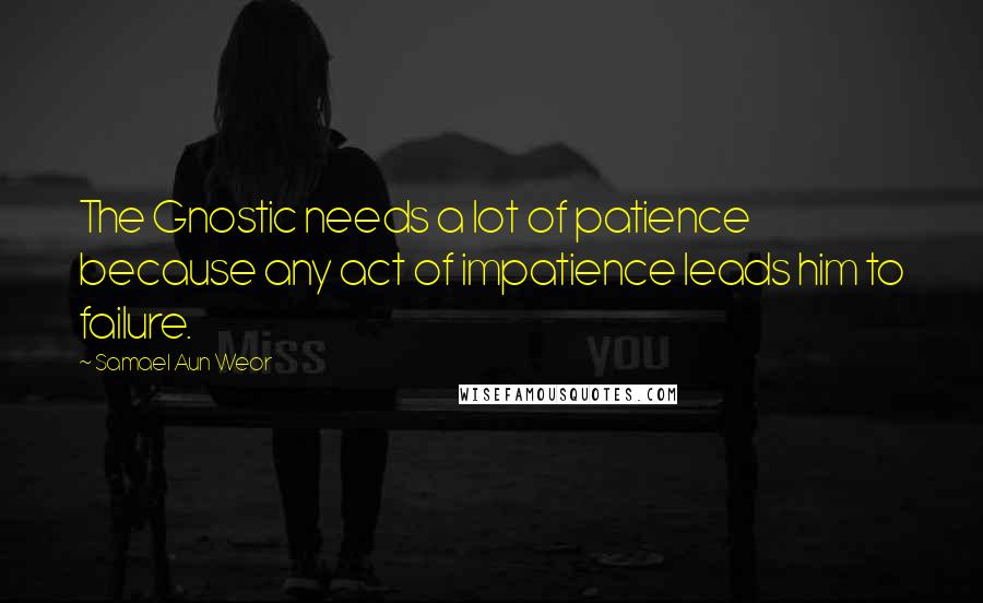 Samael Aun Weor Quotes: The Gnostic needs a lot of patience because any act of impatience leads him to failure.