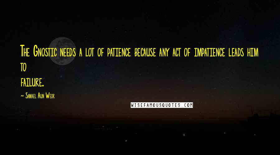 Samael Aun Weor Quotes: The Gnostic needs a lot of patience because any act of impatience leads him to failure.