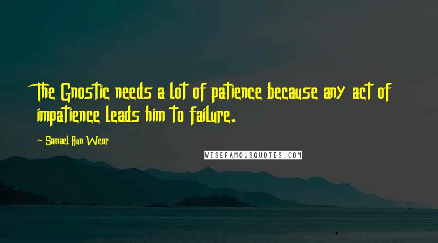 Samael Aun Weor Quotes: The Gnostic needs a lot of patience because any act of impatience leads him to failure.