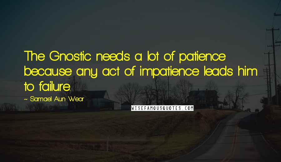 Samael Aun Weor Quotes: The Gnostic needs a lot of patience because any act of impatience leads him to failure.