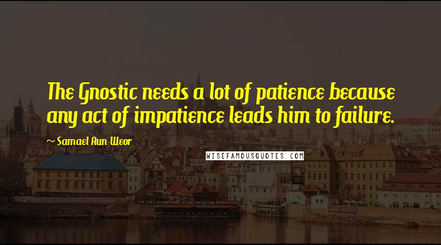 Samael Aun Weor Quotes: The Gnostic needs a lot of patience because any act of impatience leads him to failure.