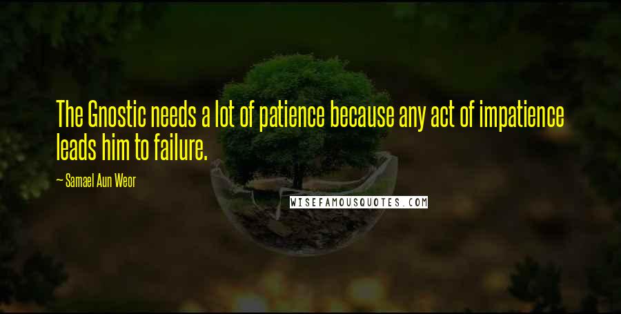 Samael Aun Weor Quotes: The Gnostic needs a lot of patience because any act of impatience leads him to failure.