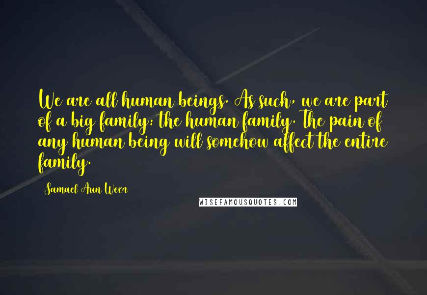 Samael Aun Weor Quotes: We are all human beings. As such, we are part of a big family: the human family. The pain of any human being will somehow affect the entire family.