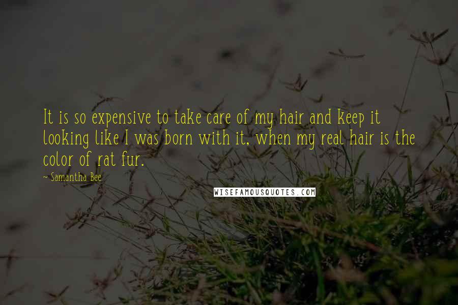 Samantha Bee Quotes: It is so expensive to take care of my hair and keep it looking like I was born with it, when my real hair is the color of rat fur.