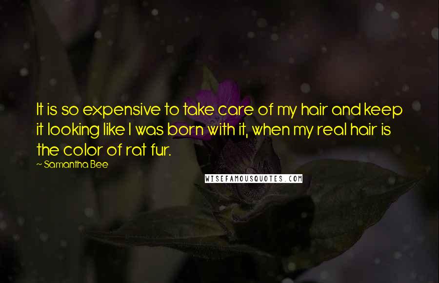 Samantha Bee Quotes: It is so expensive to take care of my hair and keep it looking like I was born with it, when my real hair is the color of rat fur.