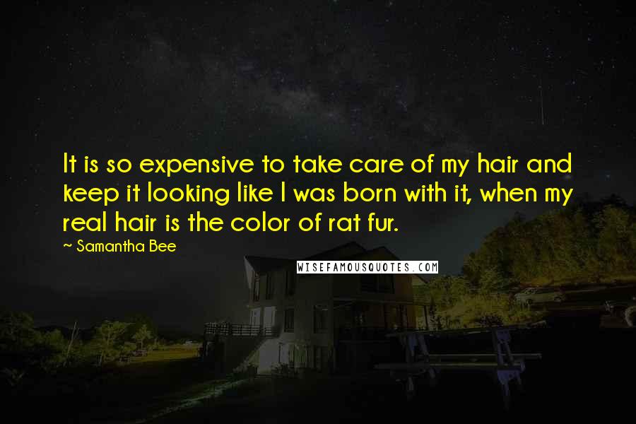 Samantha Bee Quotes: It is so expensive to take care of my hair and keep it looking like I was born with it, when my real hair is the color of rat fur.