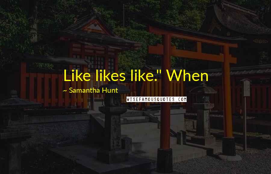 Samantha Hunt Quotes: Like likes like." When