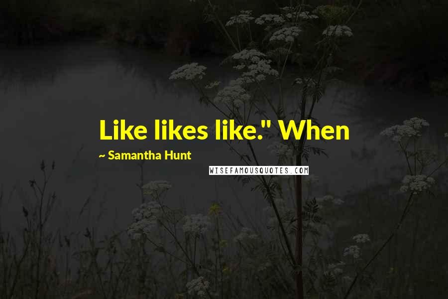 Samantha Hunt Quotes: Like likes like." When