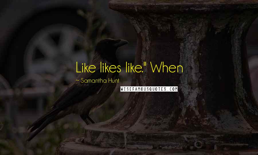 Samantha Hunt Quotes: Like likes like." When