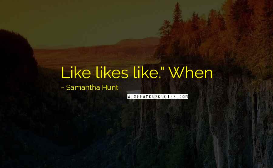 Samantha Hunt Quotes: Like likes like." When