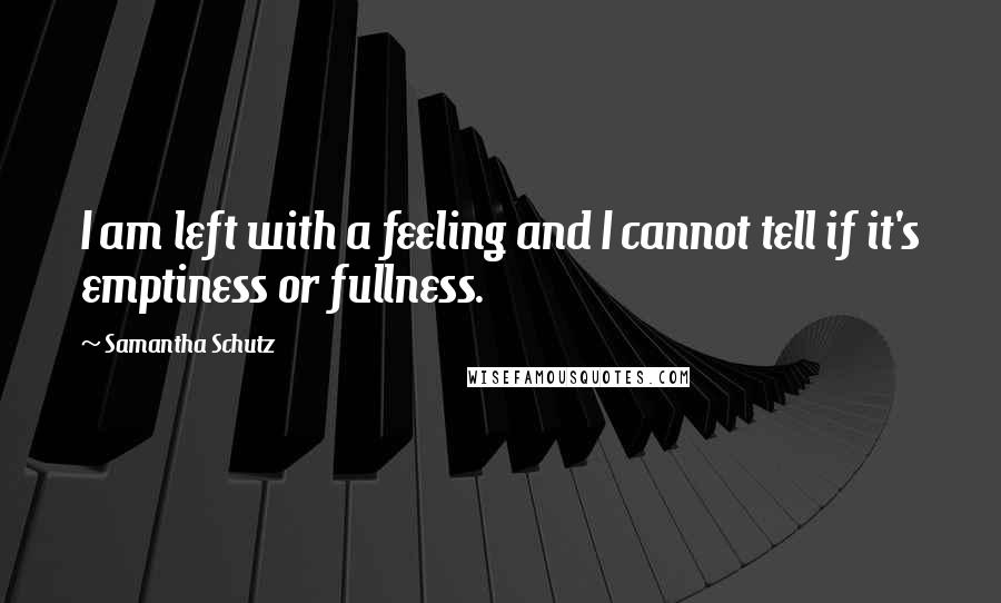 Samantha Schutz Quotes: I am left with a feeling and I cannot tell if it's emptiness or fullness.