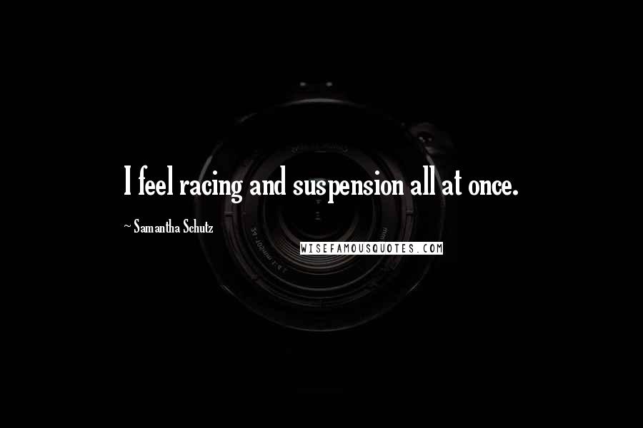 Samantha Schutz Quotes: I feel racing and suspension all at once.