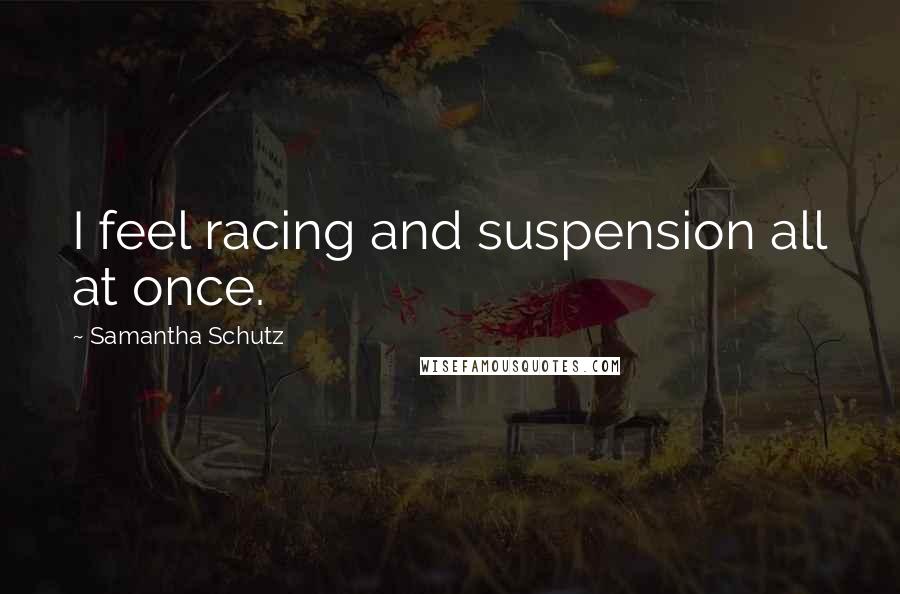 Samantha Schutz Quotes: I feel racing and suspension all at once.