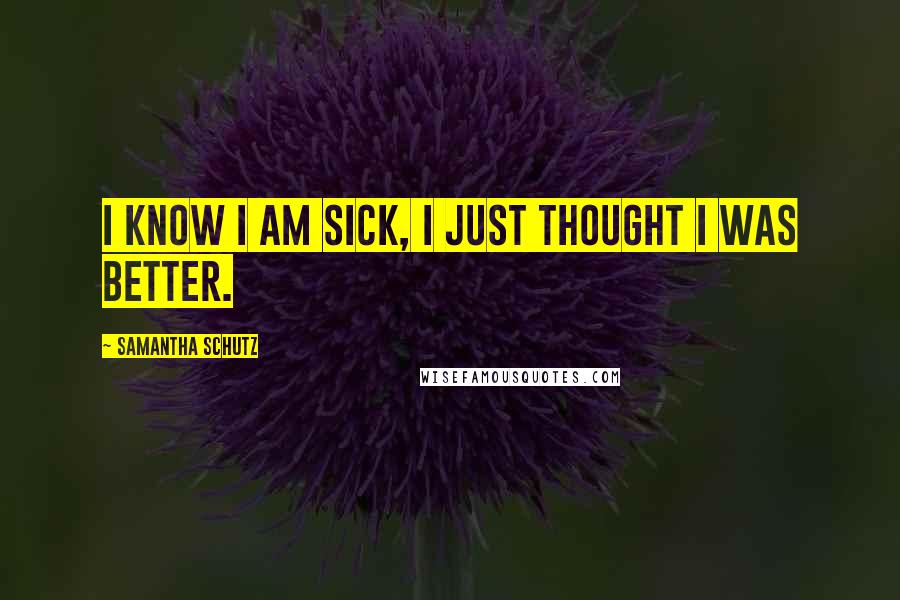 Samantha Schutz Quotes: I know I am sick, I just thought I was better.