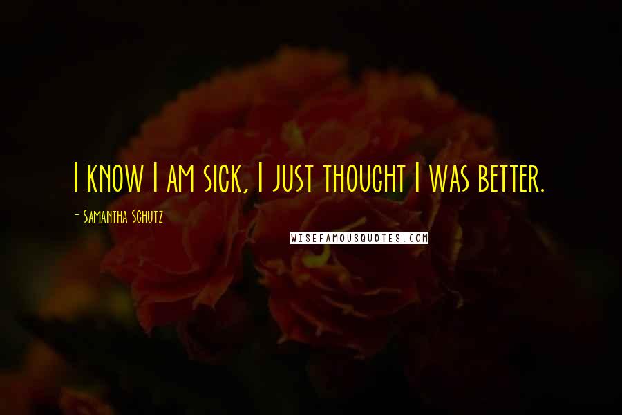 Samantha Schutz Quotes: I know I am sick, I just thought I was better.