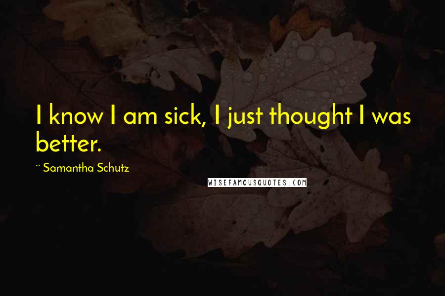Samantha Schutz Quotes: I know I am sick, I just thought I was better.