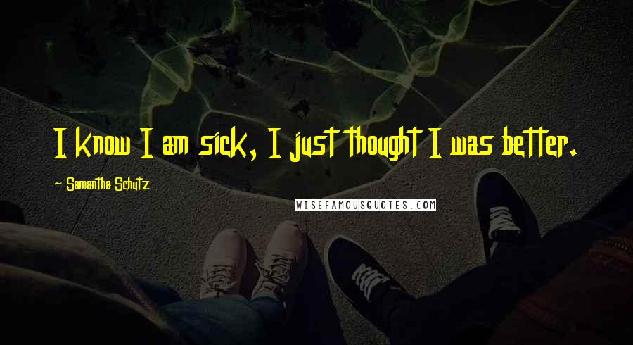 Samantha Schutz Quotes: I know I am sick, I just thought I was better.