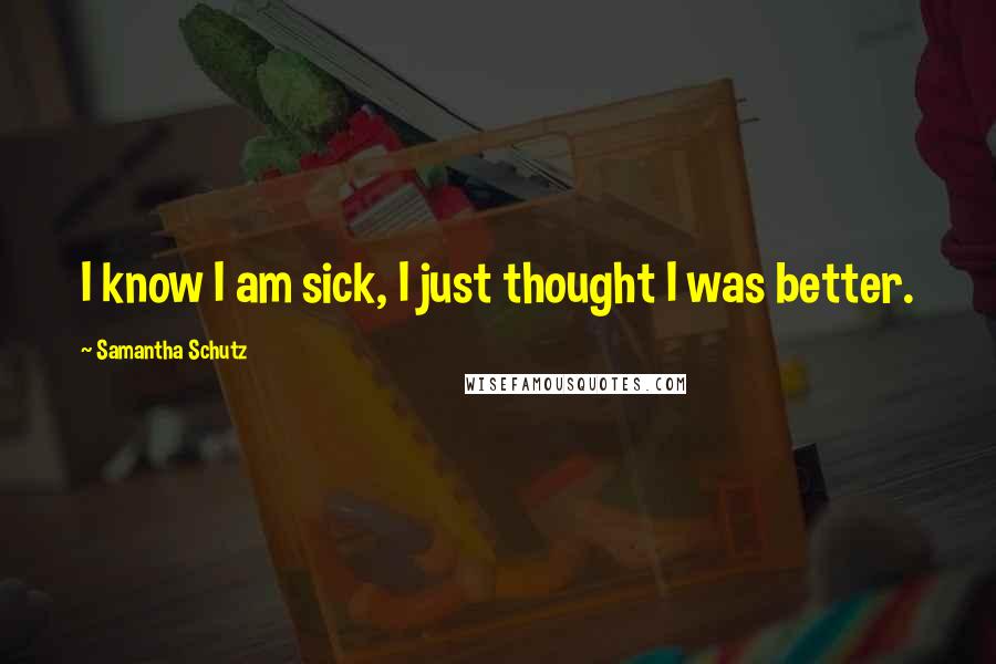 Samantha Schutz Quotes: I know I am sick, I just thought I was better.