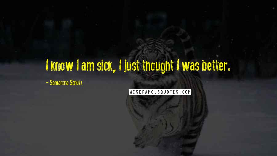 Samantha Schutz Quotes: I know I am sick, I just thought I was better.