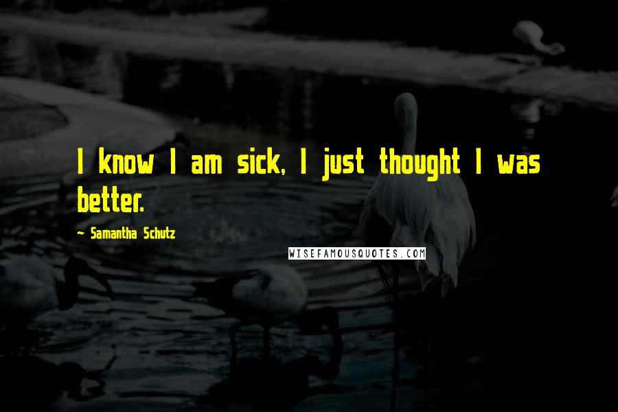 Samantha Schutz Quotes: I know I am sick, I just thought I was better.