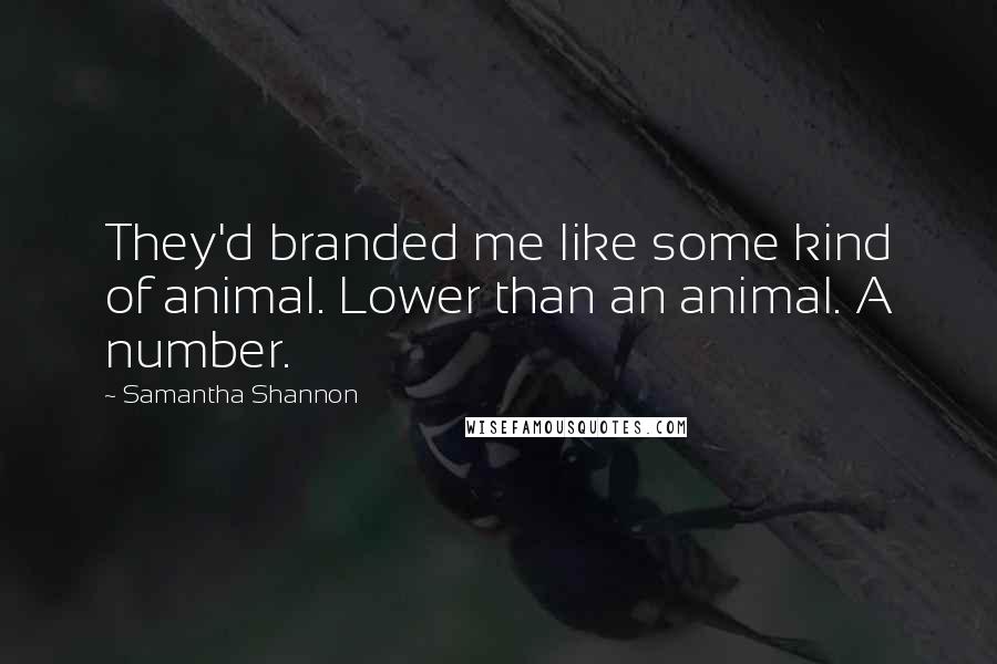 Samantha Shannon Quotes: They'd branded me like some kind of animal. Lower than an animal. A number.