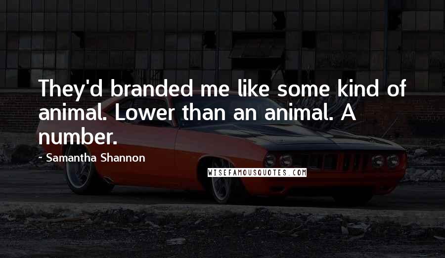 Samantha Shannon Quotes: They'd branded me like some kind of animal. Lower than an animal. A number.