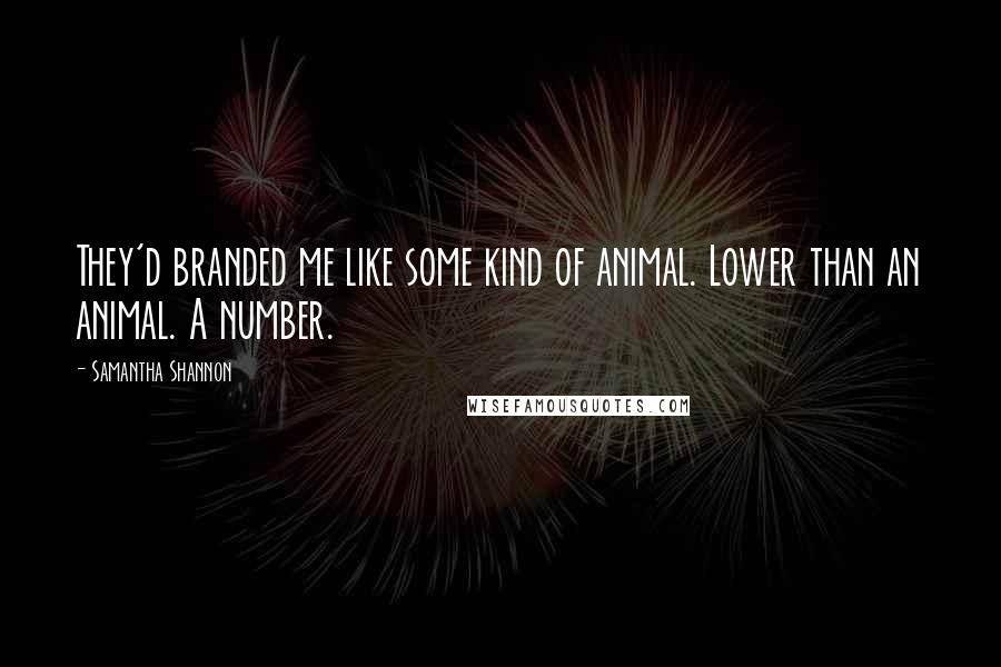 Samantha Shannon Quotes: They'd branded me like some kind of animal. Lower than an animal. A number.