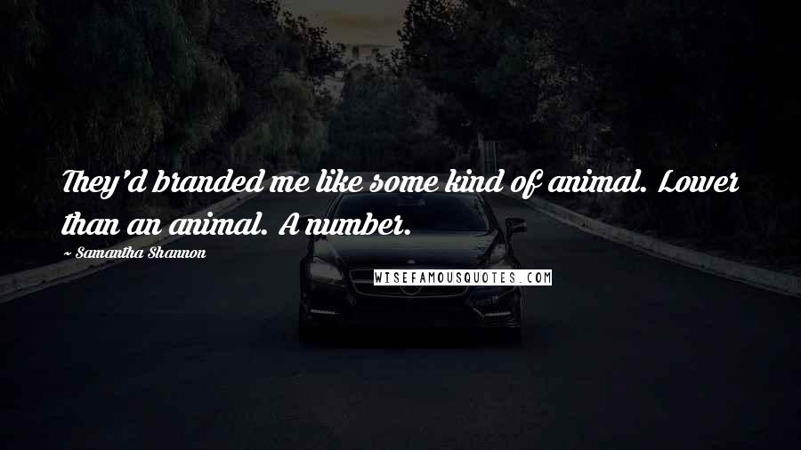 Samantha Shannon Quotes: They'd branded me like some kind of animal. Lower than an animal. A number.