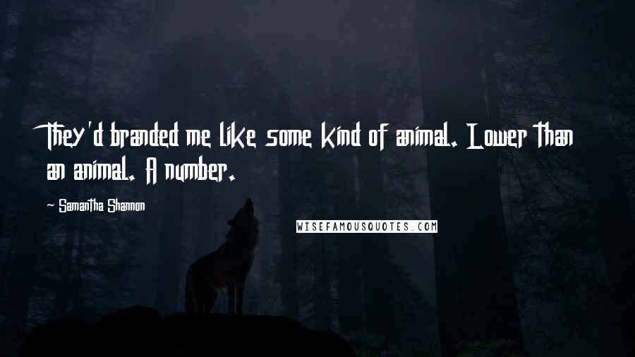 Samantha Shannon Quotes: They'd branded me like some kind of animal. Lower than an animal. A number.