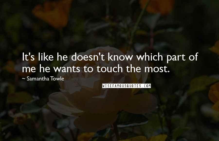 Samantha Towle Quotes: It's like he doesn't know which part of me he wants to touch the most.