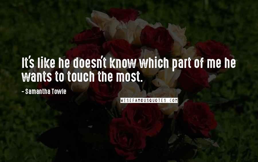 Samantha Towle Quotes: It's like he doesn't know which part of me he wants to touch the most.