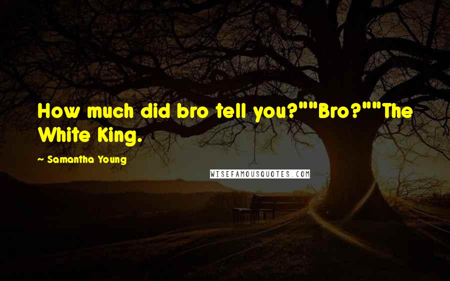Samantha Young Quotes: How much did bro tell you?""Bro?""The White King.