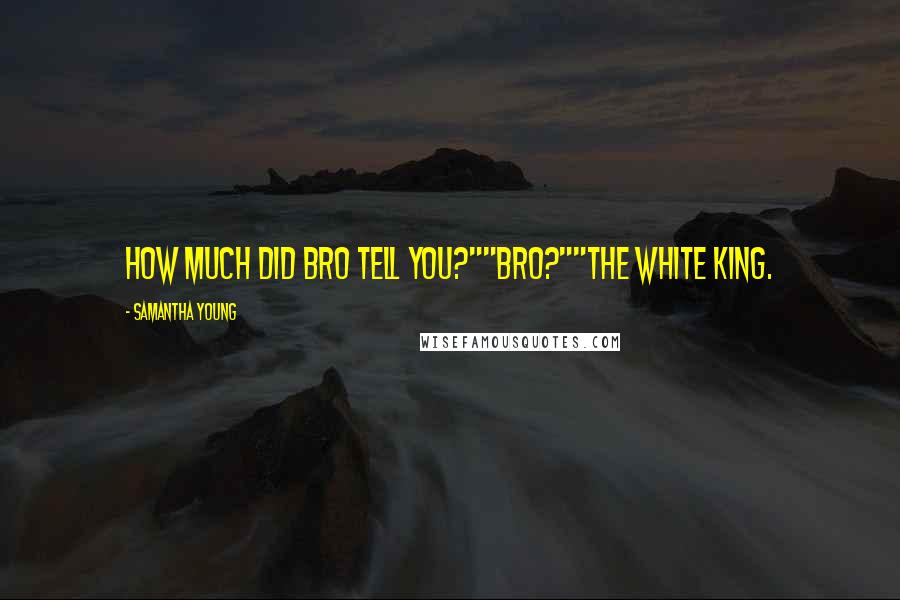 Samantha Young Quotes: How much did bro tell you?""Bro?""The White King.