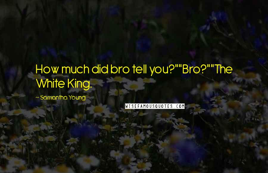 Samantha Young Quotes: How much did bro tell you?""Bro?""The White King.