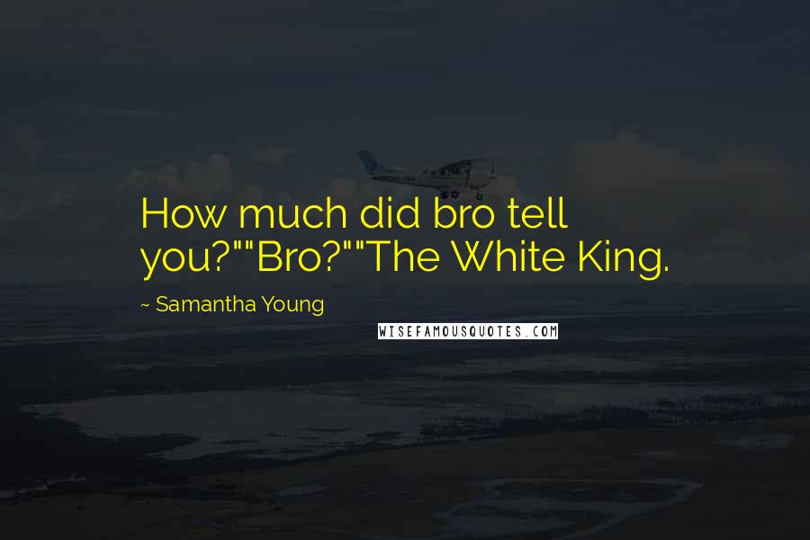 Samantha Young Quotes: How much did bro tell you?""Bro?""The White King.