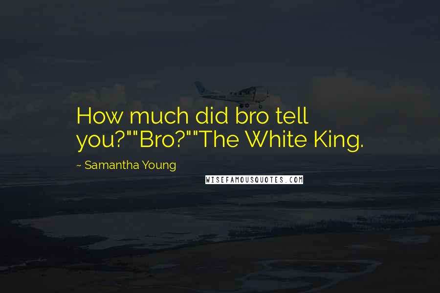 Samantha Young Quotes: How much did bro tell you?""Bro?""The White King.