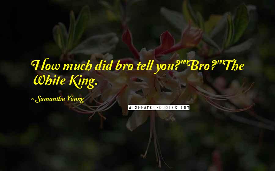 Samantha Young Quotes: How much did bro tell you?""Bro?""The White King.