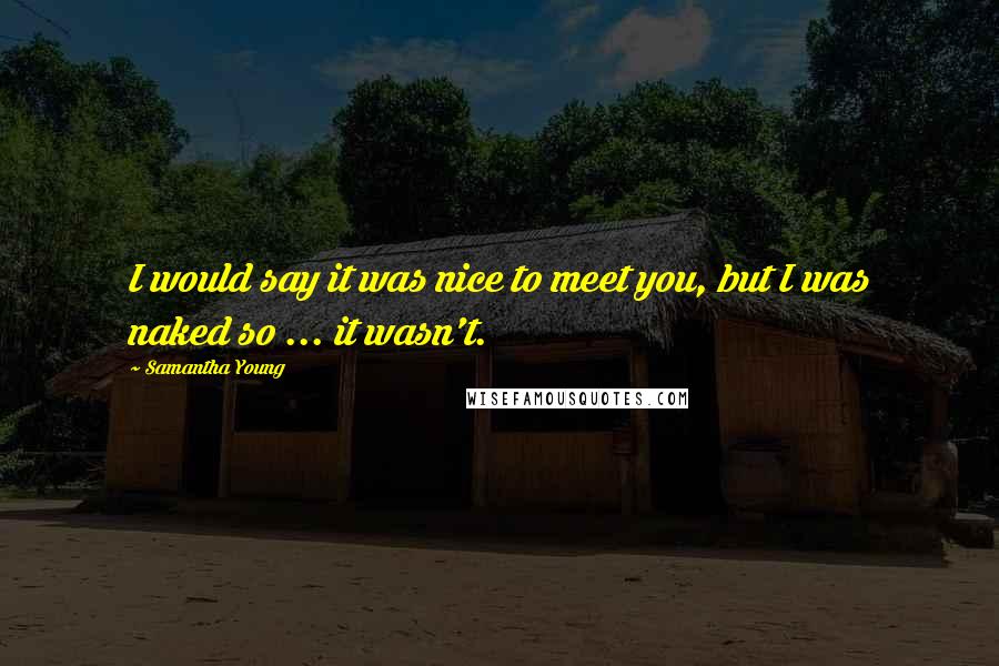 Samantha Young Quotes: I would say it was nice to meet you, but I was naked so ... it wasn't.