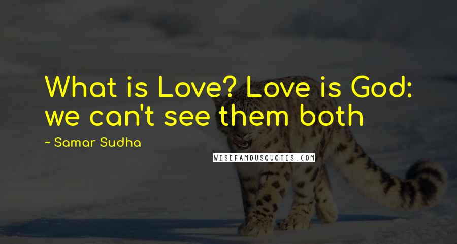 Samar Sudha Quotes: What is Love? Love is God: we can't see them both