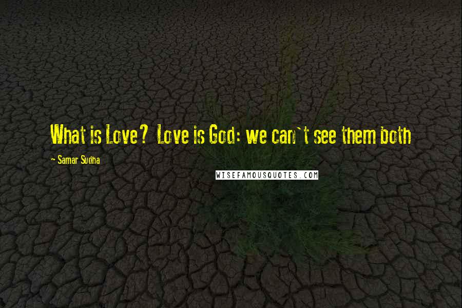 Samar Sudha Quotes: What is Love? Love is God: we can't see them both