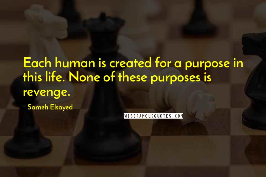 Sameh Elsayed Quotes: Each human is created for a purpose in this life. None of these purposes is revenge.