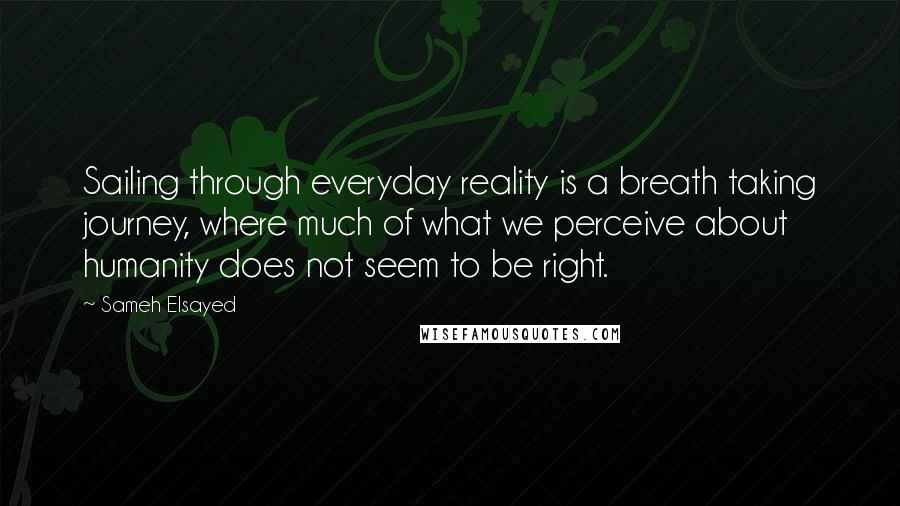 Sameh Elsayed Quotes: Sailing through everyday reality is a breath taking journey, where much of what we perceive about humanity does not seem to be right.