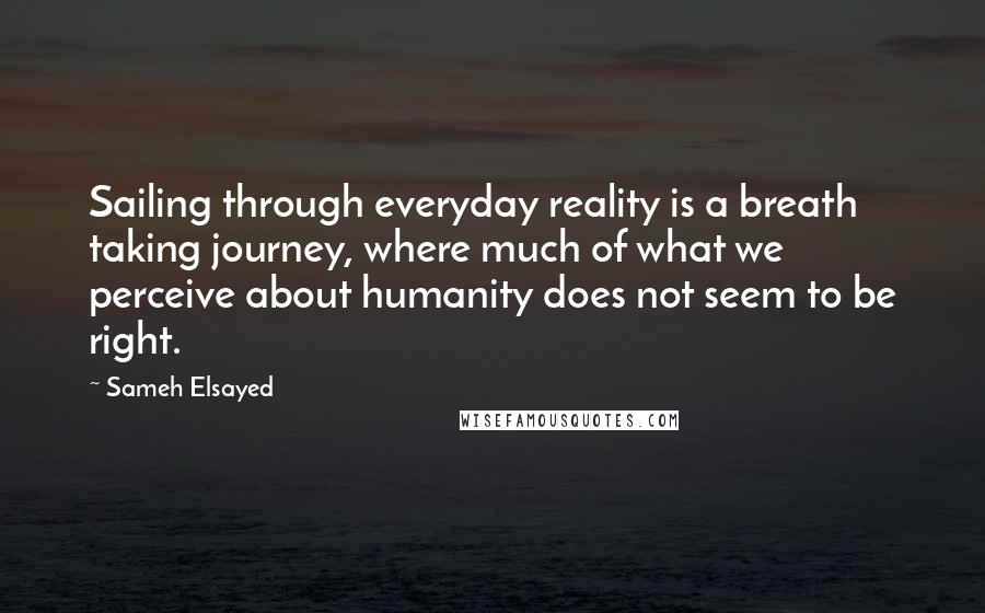 Sameh Elsayed Quotes: Sailing through everyday reality is a breath taking journey, where much of what we perceive about humanity does not seem to be right.