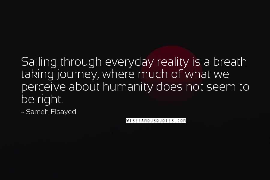 Sameh Elsayed Quotes: Sailing through everyday reality is a breath taking journey, where much of what we perceive about humanity does not seem to be right.