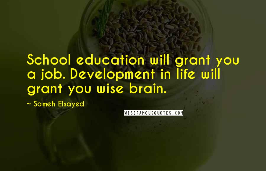 Sameh Elsayed Quotes: School education will grant you a job. Development in life will grant you wise brain.