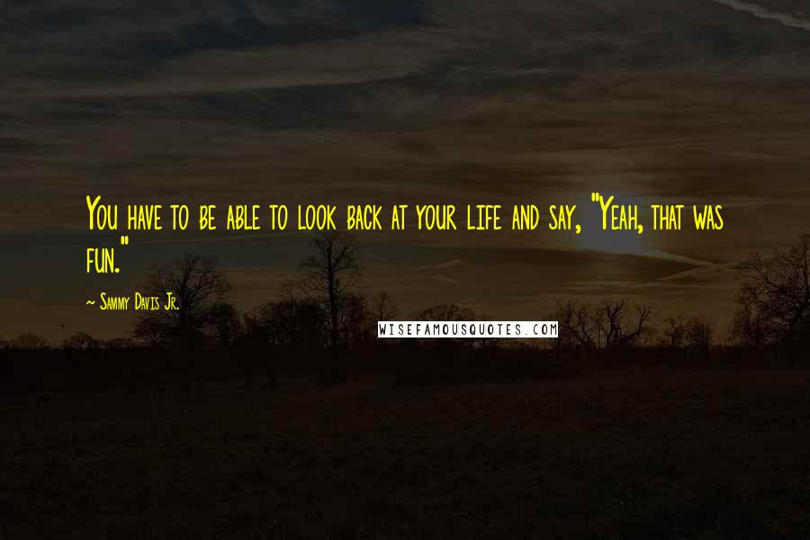 Sammy Davis Jr. Quotes: You have to be able to look back at your life and say, "Yeah, that was fun."