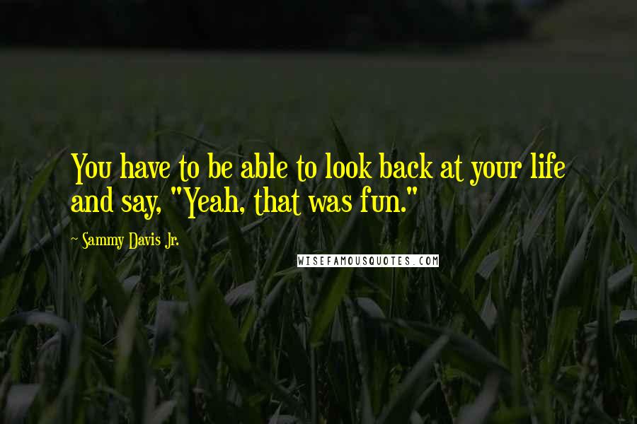 Sammy Davis Jr. Quotes: You have to be able to look back at your life and say, "Yeah, that was fun."