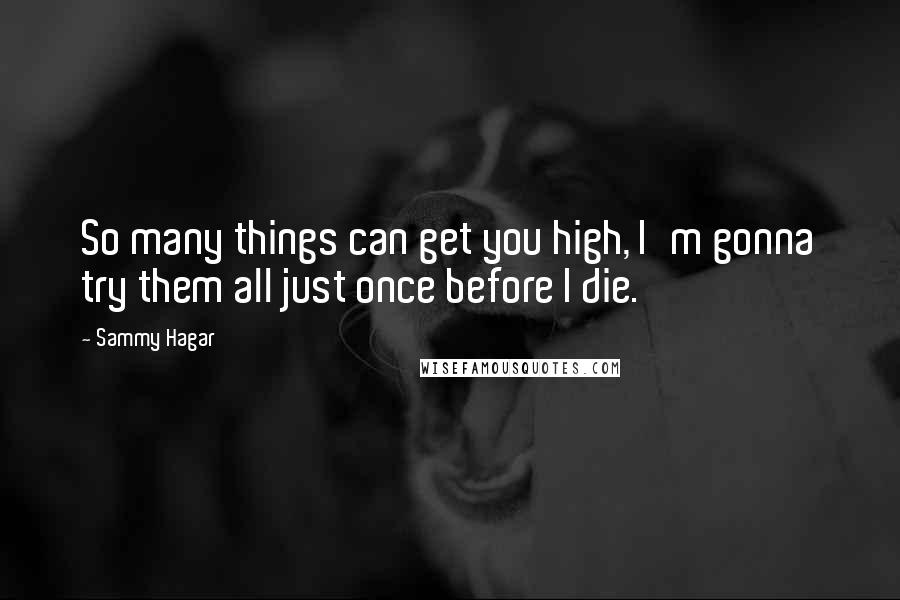 Sammy Hagar Quotes: So many things can get you high, I'm gonna try them all just once before I die.